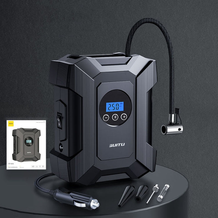 SUITU  ST-818  DC 12V Wired Car Air Pump Tire Inflator With LED Lighting, Pointer Model, Digital Display Model, Pointer Model+Toolbox, Digital Display Model+Toolbox