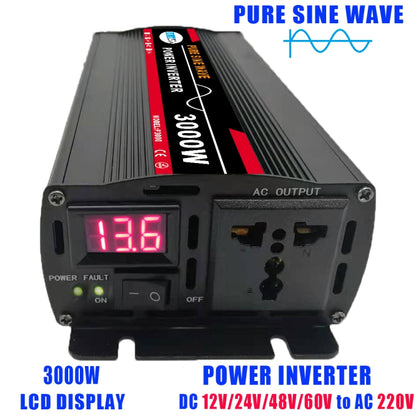 High Power Car Sine Wave Inverter Power Converter, 3000W (Actual 500W) 12V to 220V, 3000W (Actual 500W) 24V to 220V, 3000W (Actual 500W) 48V to 220V, 3000W (Actual 500W) 60V to 220V, 4000W (Actual 800W) 12V to 220V, 4000W (Actual 800W) 24V to 220V