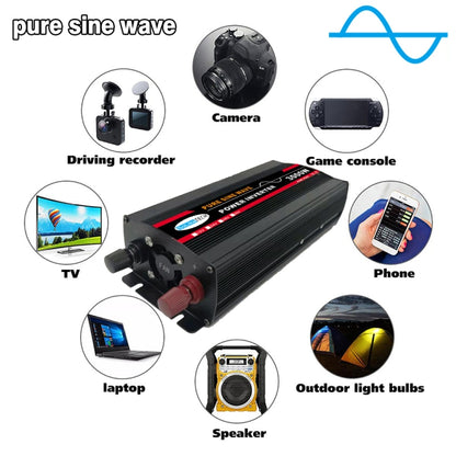 High Power Car Sine Wave Inverter Power Converter, 3000W (Actual 500W) 12V to 220V, 3000W (Actual 500W) 24V to 220V, 3000W (Actual 500W) 48V to 220V, 3000W (Actual 500W) 60V to 220V, 4000W (Actual 800W) 12V to 220V, 4000W (Actual 800W) 24V to 220V