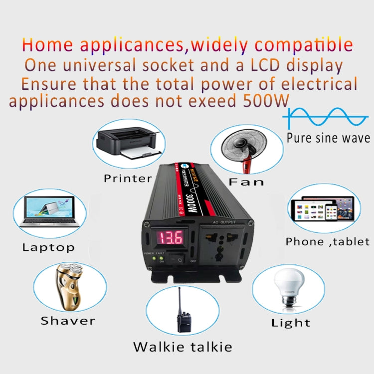 High Power Car Sine Wave Inverter Power Converter, 3000W (Actual 500W) 12V to 220V, 3000W (Actual 500W) 24V to 220V, 3000W (Actual 500W) 48V to 220V, 3000W (Actual 500W) 60V to 220V, 4000W (Actual 800W) 12V to 220V, 4000W (Actual 800W) 24V to 220V