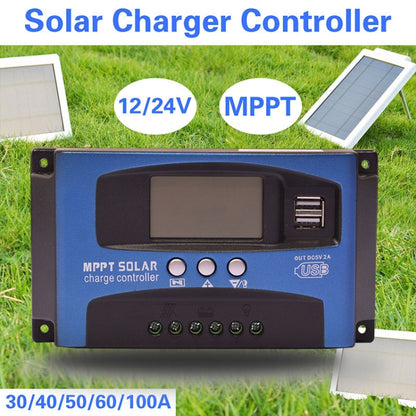 YCX-003 30-100A Solar Charging Controller with LED Screen & Dual USB Port Smart MPPT Charger, 12/24V 30A, 12/24V 40A, 12/24V 50A, 12/24V 60A, 12/24V 100A, 12/24/36/48/60V 100A