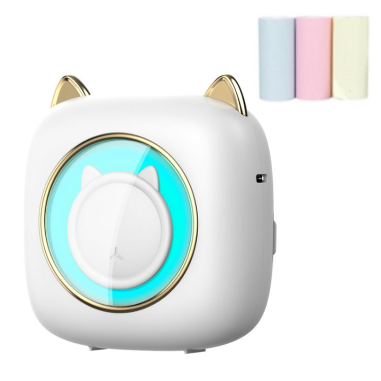 C23 Seven Colors Atmosphere Breathing Light Wireless Thermal Printer, C23 White+5 Rolls Thermal Paper, C23 White+3 Rolls Color Paper, C23 Blue+5 Rolls Thermal Paper, C23 Blue+3 Rolls Color Paper, C23 Blue Standard