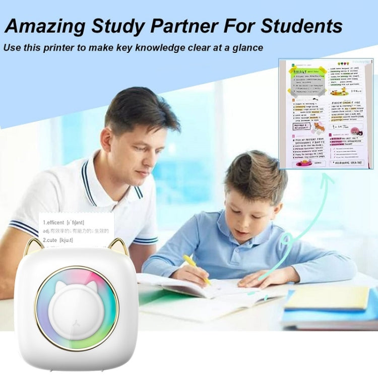 C23 Seven Colors Atmosphere Breathing Light Wireless Thermal Printer, C23 White+5 Rolls Thermal Paper, C23 White+3 Rolls Color Paper, C23 Blue+5 Rolls Thermal Paper, C23 Blue+3 Rolls Color Paper, C23 Blue Standard