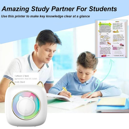 C23 Seven Colors Atmosphere Breathing Light Wireless Thermal Printer, C23 White+5 Rolls Thermal Paper, C23 White+3 Rolls Color Paper, C23 Blue+5 Rolls Thermal Paper, C23 Blue+3 Rolls Color Paper, C23 Blue Standard