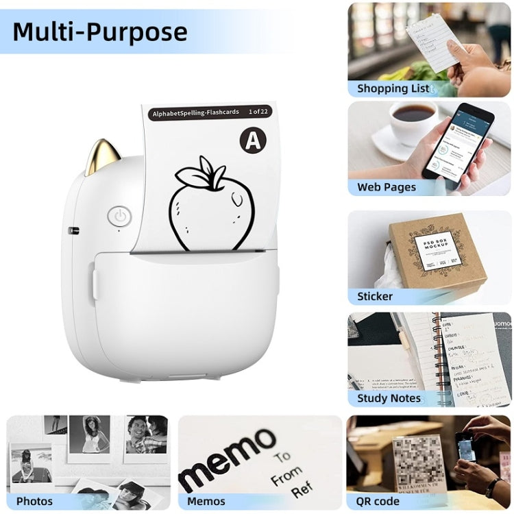 C23 Seven Colors Atmosphere Breathing Light Wireless Thermal Printer, C23 White+5 Rolls Thermal Paper, C23 White+3 Rolls Color Paper, C23 Blue+5 Rolls Thermal Paper, C23 Blue+3 Rolls Color Paper, C23 Blue Standard