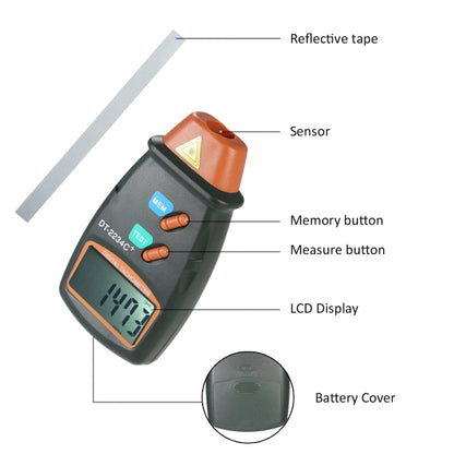 DT2234C+ Handheld Portable Motor Gear Tachometer Laser Tachometer, DT2234C+