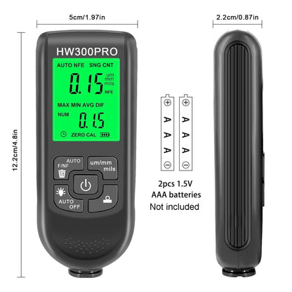 HW-300PRO High Precision Coating Paint Powder Layer Thickness Gauge Anti-slip Paint Film Gauge, HW-300PRO Black, HW-300PRO White