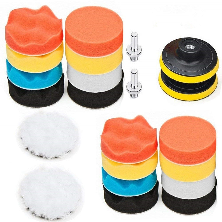 3 Inch Polishing Waxing Pad Sponge Buffing Kit, 22 In 1, 25 In 1, 24 In 1, 24 In 1 With 4 Screws
