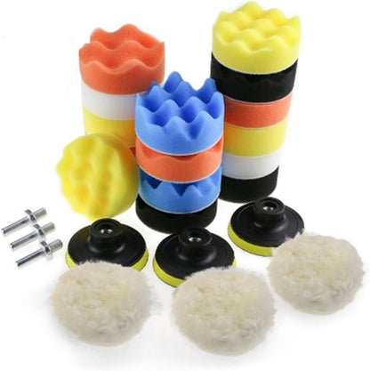 3 Inch Polishing Waxing Pad Sponge Buffing Kit, 22 In 1, 25 In 1, 24 In 1, 24 In 1 With 4 Screws