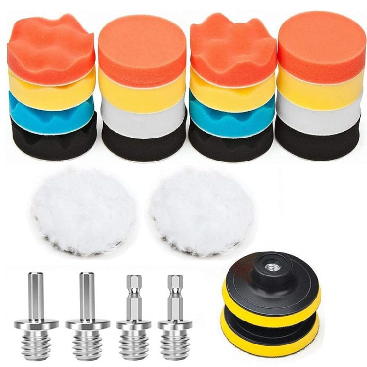 3 Inch Polishing Waxing Pad Sponge Buffing Kit, 22 In 1, 25 In 1, 24 In 1, 24 In 1 With 4 Screws