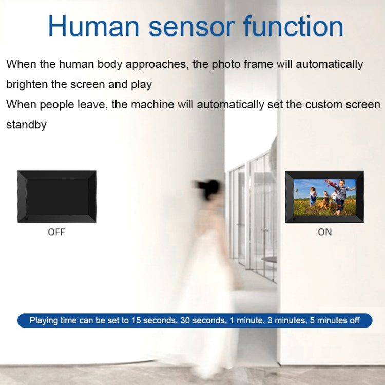 8-Inch Smart Touch Alarm Clock Calendar Electronic Photo Frame With Human Sensor Function, US Plug, 8-Inch