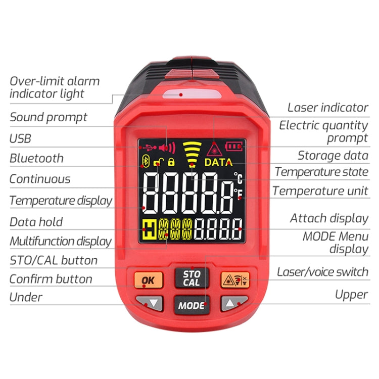 Color Screen Infrared Thermometer Industrial Electronic Thermometer, TASI TA603A -32-1080 degrees Celsius, TASI TA603B -32-1380 degrees Celsius, TASI TA603C -32-1680 degrees Celsius, TASI TA603D -32-1880 degrees Celsius