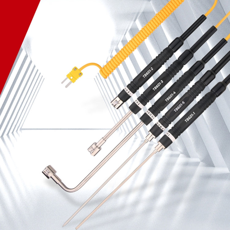 K-Type Probe Use With Thermometer, TASI TB601-1 Liquid Probe, TASI TB601-2 Surface Probe, TASI TB601-3 Surface Thermocouple, TASI TB601-4 Elbow Surface Thermocouple, TASI TB601-5 Pointed Needle Liquid Probe
