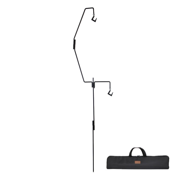 1.73m  Camping Light Pole Wrought Iron Storage Rack Folding Light Hanging Rack with Storage Bag, 173cm