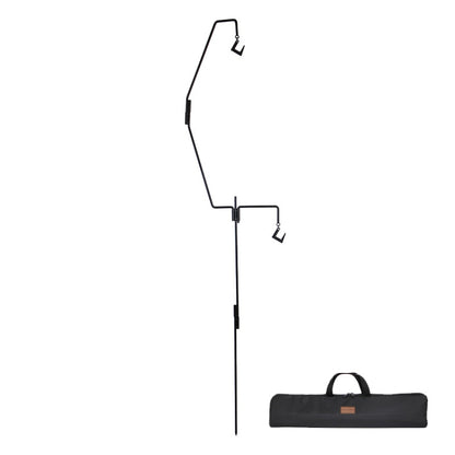 1.73m  Camping Light Pole Wrought Iron Storage Rack Folding Light Hanging Rack with Storage Bag, 173cm