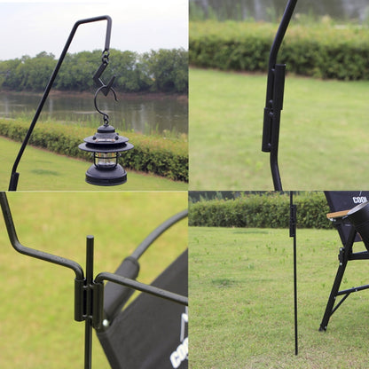 1.73m  Camping Light Pole Wrought Iron Storage Rack Folding Light Hanging Rack with Storage Bag, 173cm