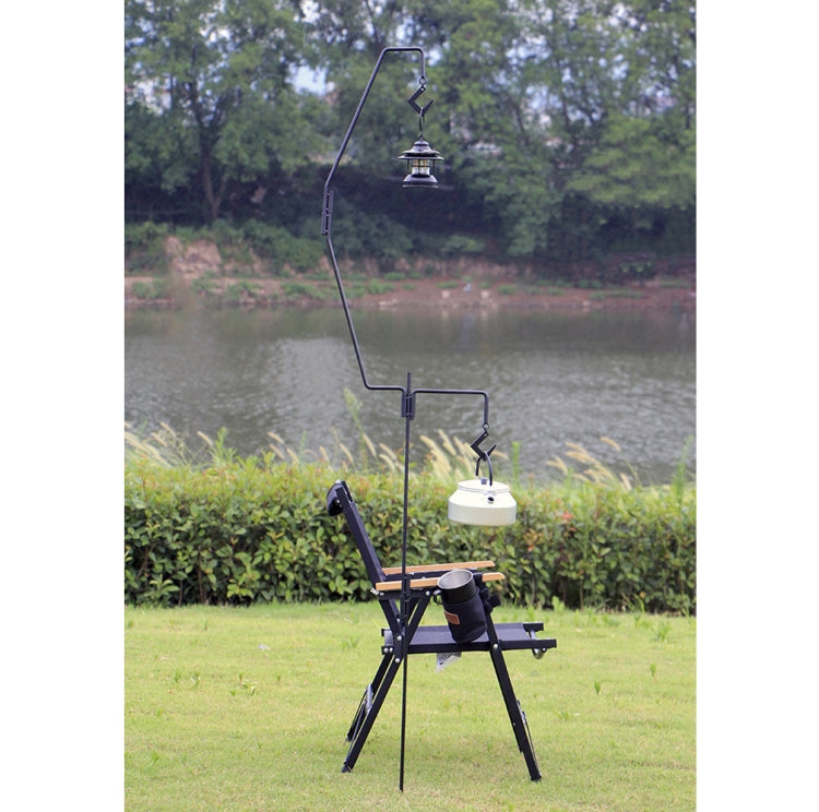 1.73m  Camping Light Pole Wrought Iron Storage Rack Folding Light Hanging Rack with Storage Bag, 173cm