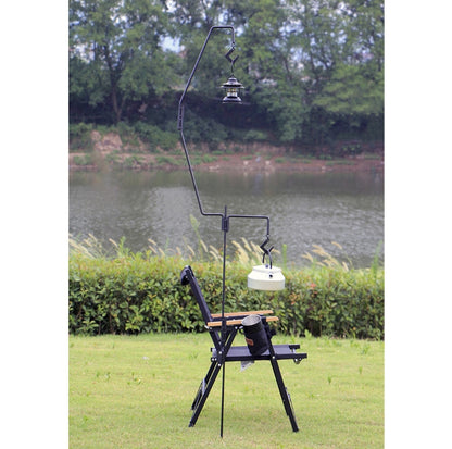 1.73m  Camping Light Pole Wrought Iron Storage Rack Folding Light Hanging Rack with Storage Bag, 173cm