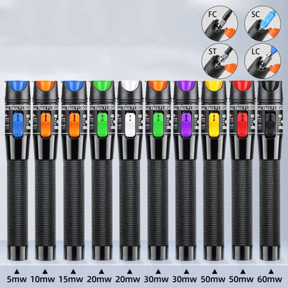 1-60 km Optical Fiber Red Light Pen 5/10/15/20/30/50/60MW Red Light Source Light Pen, 5mW Blue, 10mW Orange, 15mW Blue+Orange, 20mW White, 20mW Green, 30mW Purple, 30mW Green+Orange, 50mW Red, 50mW Yellow, 60mW Black