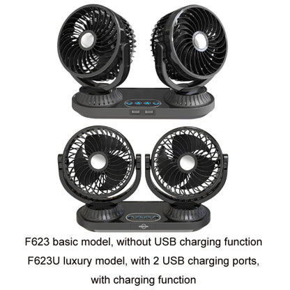 12V/24V Vehicle Electric Oscillating Head Rotatable Double Head Fan, F623U, F623