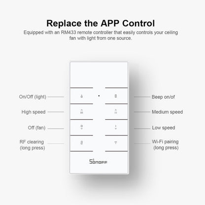 SONOFF iFan04-L APP Remote Control Smart Fan Light Switch Support Tmall Genie (100V-120V)