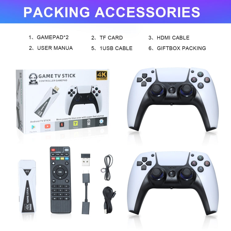 U10 Video Game Console 64G 10000+ Games Retro Handheld 4K TV Game Stick Wireless Controller, U10  64G 10000+ Games