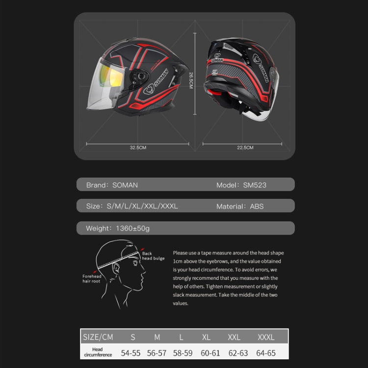 SOMAN Motorcycle Electric Bicycle Dual Lens Riding Helmet, S, M, L, XL, XXL