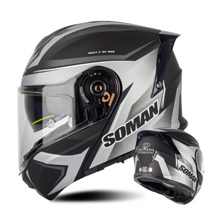 SOMAN Racing Motorcycle Double Lens Riding Safety Helmet, M, L, XL, XXL
