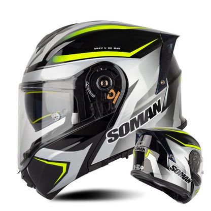 SOMAN Racing Motorcycle Double Lens Riding Safety Helmet, M, L, XL, XXL