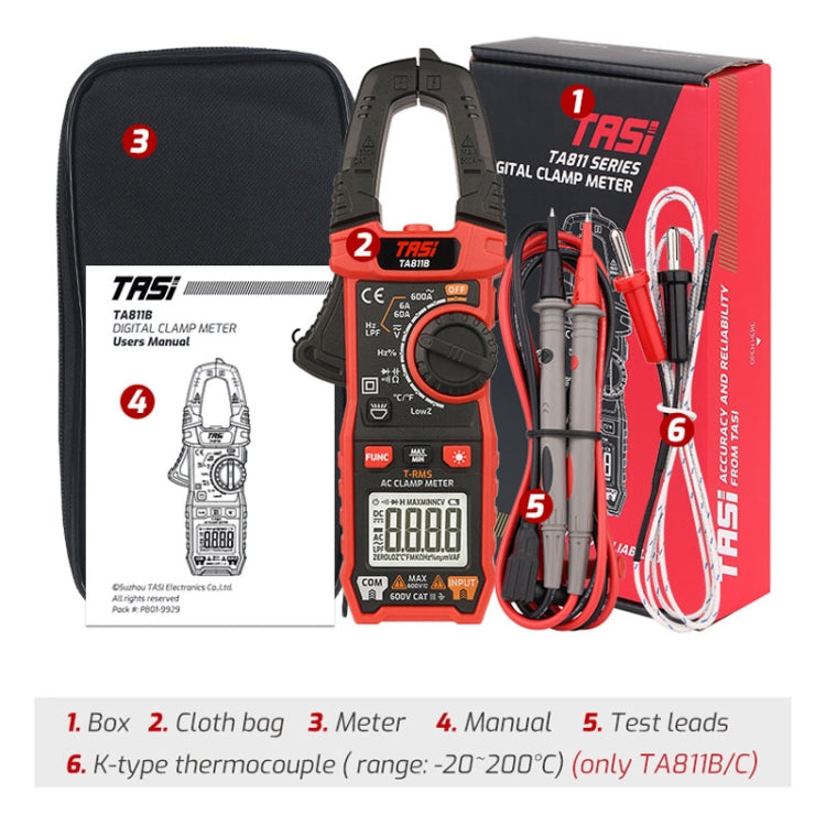 Clamp Meter High Accuracy AC DC Voltage Ammeter, TASI TA811A, TASI TA811B, TASI TA811C