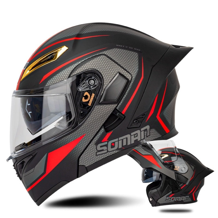 SOMAN Motorcycle Dual Lens Riding Peel-Off Full Coverage Helmet, S, M, L, XL