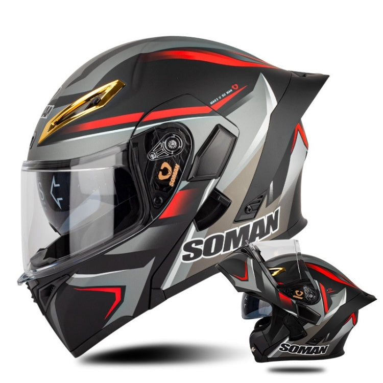 SOMAN Motorcycle Dual Lens Riding Peel-Off Full Coverage Helmet, S, M, L, XL