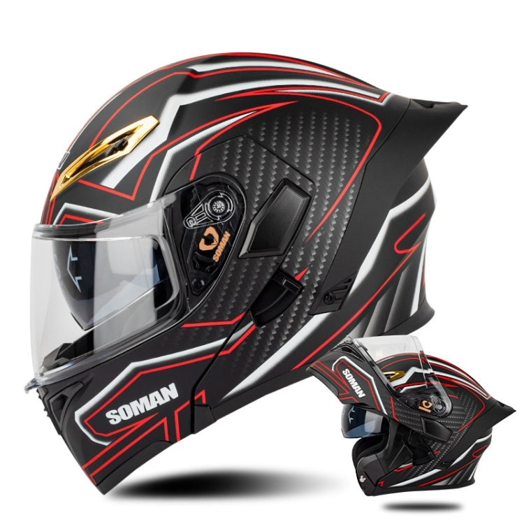 SOMAN Motorcycle Dual Lens Riding Peel-Off Full Coverage Helmet, XXL