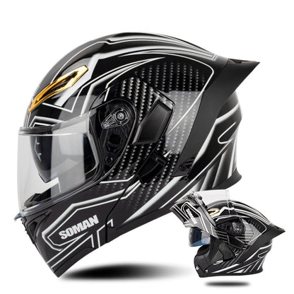 SOMAN Motorcycle Dual Lens Riding Peel-Off Full Coverage Helmet, XXL