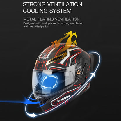 SOMAN Motorcycle Dual Lens Riding Peel-Off Full Coverage Helmet, XXL