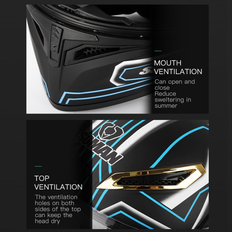 SOMAN Motorcycle Dual Lens Riding Peel-Off Full Coverage Helmet, S, M, L, XL