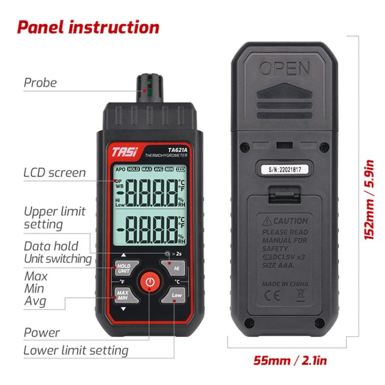 TASI TA621A Digital Dew Point Thermometer Ambient Temperature Humidity Gauge, TASI TA621A