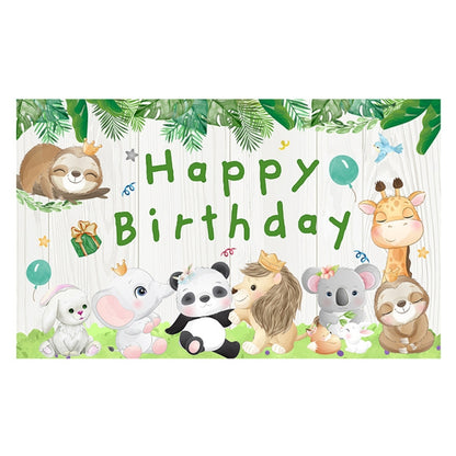 Animal Birthday Theme Backdrop Cloth Party Decoration, 180x90cm, 180x110cm