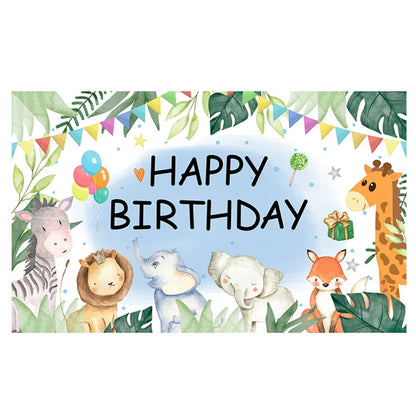 Animal Birthday Theme Backdrop Cloth Party Decoration, 180x90cm, 180x110cm