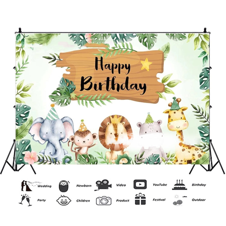Animal Kids Birthday Party Backdrop Cloth Tapestry Decoration Backdrop Banner Cloth, 150x100cm, 180x110cm, 180x180cm, 210x150cm, 210x180cm