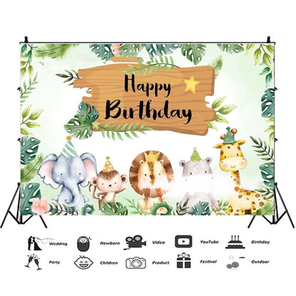 Animal Kids Birthday Party Backdrop Cloth Tapestry Decoration Backdrop Banner Cloth, 150x100cm, 180x110cm, 180x180cm, 210x150cm, 210x180cm