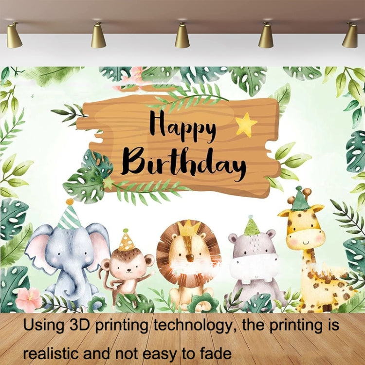 Animal Kids Birthday Party Backdrop Cloth Tapestry Decoration Backdrop Banner Cloth, 150x100cm, 180x110cm, 180x180cm, 210x150cm, 210x180cm