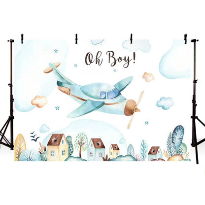 Aircraft Theme Birthday Background Cloth Party Decoration Photography Background, 150x100cm, 180x110cm, 180x120cm, 210x150cm