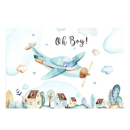 Aircraft Theme Birthday Background Cloth Party Decoration Photography Background, 150x100cm, 180x110cm, 180x120cm, 210x150cm