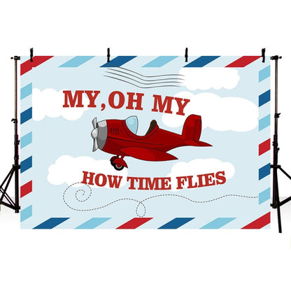 Cartoon Small Aircraft Children Birthday Background Cloth, 150x100cm, 210x150cm, 180x180cm, 210x180cm