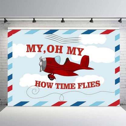 Cartoon Small Aircraft Children Birthday Background Cloth, 150x100cm, 210x150cm, 180x180cm, 210x180cm