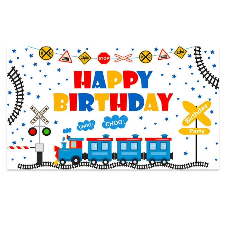 Train Cartoon Children Birthday Background Cloth Faber Decoration, 150x100cm, 180x110cm, 210x150cm, 180x180cm, 210x180cm