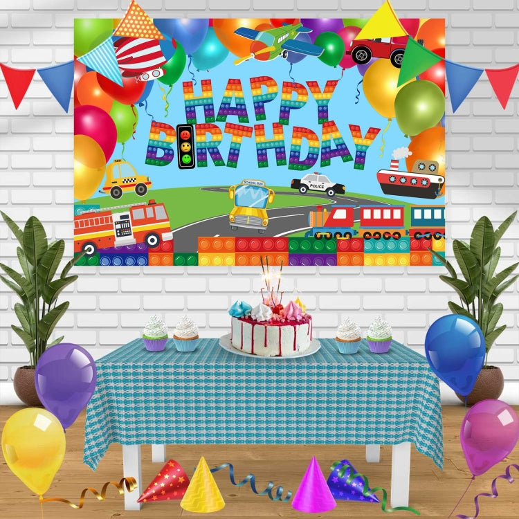 Train Fire Truck Party Background Cloth, 150x100cm, 180x110cm, 180x180cm, 210x150cm, 210x180cm