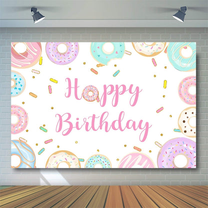 Donut Cartoon Children Birthday Background Cloth, 150x100cm, 180x180cm, 210x150cm, 210x180cm
