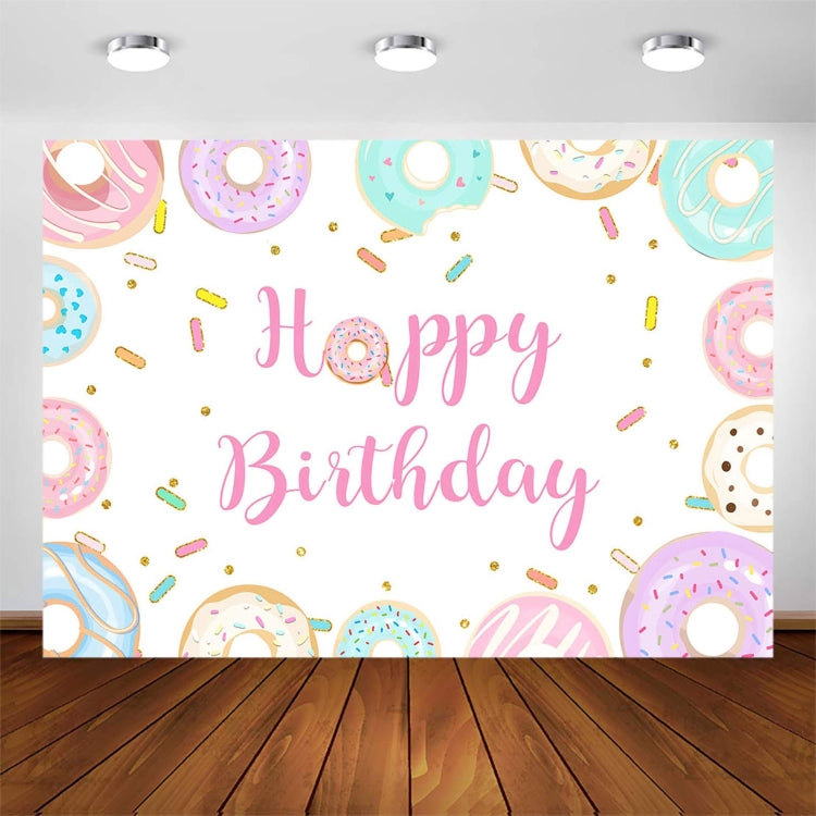 Donut Cartoon Children Birthday Background Cloth, 150x100cm, 180x180cm, 210x150cm, 210x180cm
